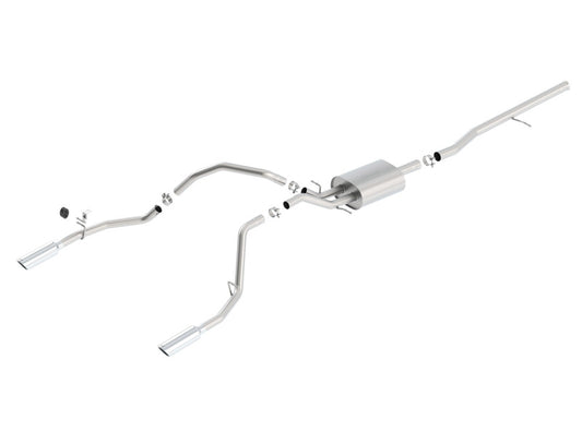 Borla 140536 14 Silv/Sierra 1500 C/B S-Type Exh/2.75in Into Dual 2.25in Out 4in Tip Split Rear Exit
