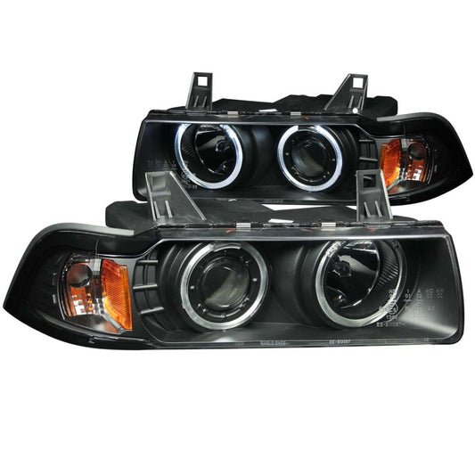 ANZO 121011 1992-1998 BMW 3 Series E36 Projector Headlights w/ Halo Black (CCFL) G2