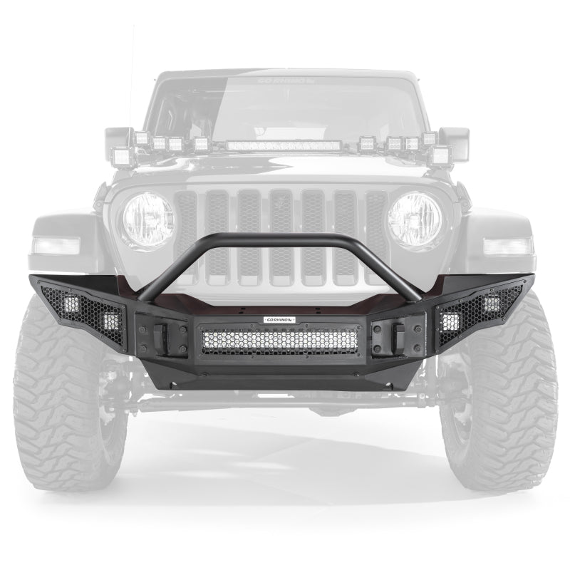 Go Rhino 331201T 07-20 Jeep Wrangler JL/JLU/JK/JKU/Gladiator JT Rockline Full Width Bumper w/ Overrider