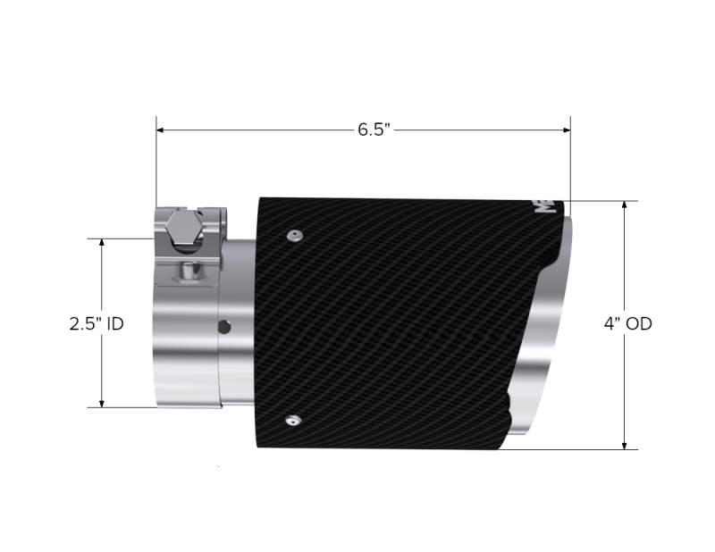 MBRP T5176CF Universal Carbon Fiber Tip 4in OD/2.5in Inlet/6.5in L