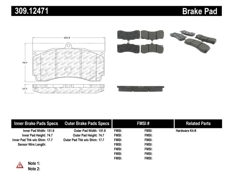 Stoptech 309.12471 StopTech Performance Brake Pads