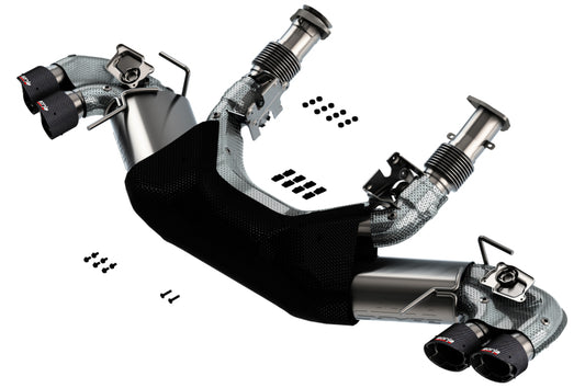Borla 140838CF 2020 Chevrolet Corvette C8 6.2L S-Type Exhaust System Dual Round Angle Cut Carbon Fiber Tips