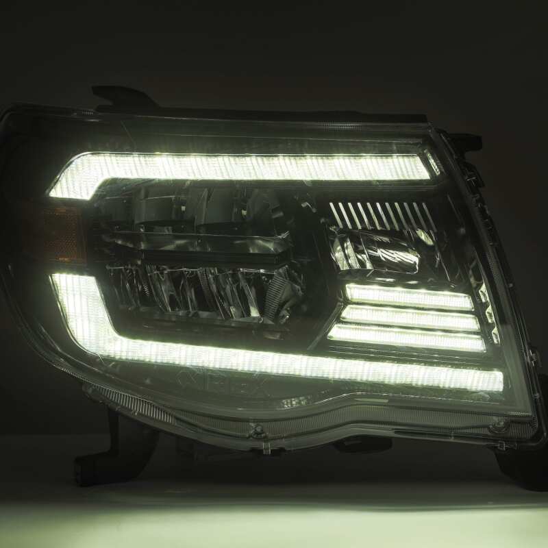 AlphaRex 880733 05-11 Toyota Tacoma LUXX Crystal Headlights Plank Style Alpha Black w/Activation Light/DRL