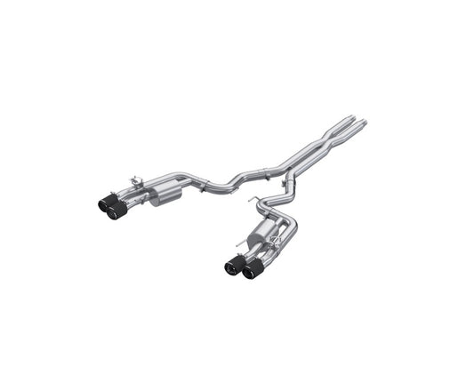 MBRP S72553CF 2024+ For Mustang GT (S650) 3in Cat-Back Quad Tip - 4in Carbon Fiber Tips