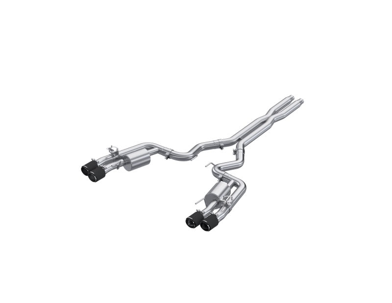 MBRP S72553CF 2024+ For Mustang GT (S650) 3in Cat-Back Quad Tip - 4in Carbon Fiber Tips