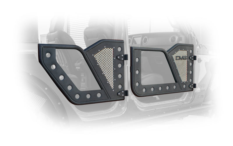 DV8 Offroad RDJL-01R Jeep 18+ Wrangler JL / 20+ Gladiator JT Rear Rock Doors w/ Perforated Aluminum Mesh
