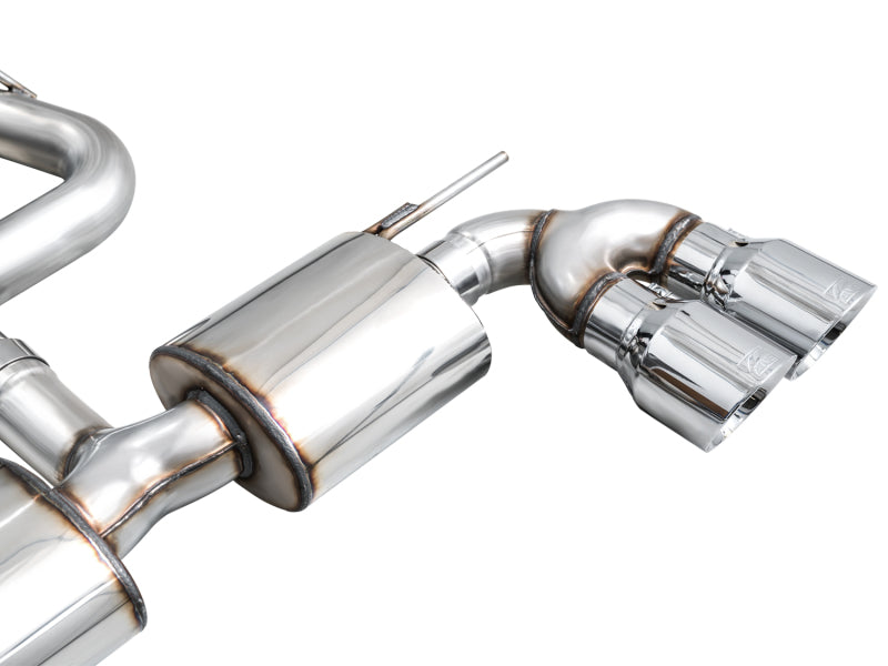 AWE Tuning 3015-42658 AWE MK8 Volkswagen Golf R 3in Touring Edition Quad Exhaust - Chrome Silver Tips