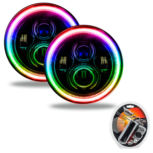 ORACLE Lighting 5769-330 Oracle 7in High Powered LED Headlights - Black Bezel - ColorSHIFT