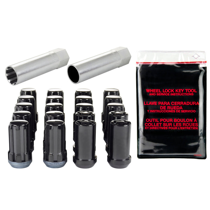 McGard 65515BK SplineDrive Tuner 5 Lug Install Kit w/Locks & Tool (Cone) M14X1.5 / 22mm Hex - Blk