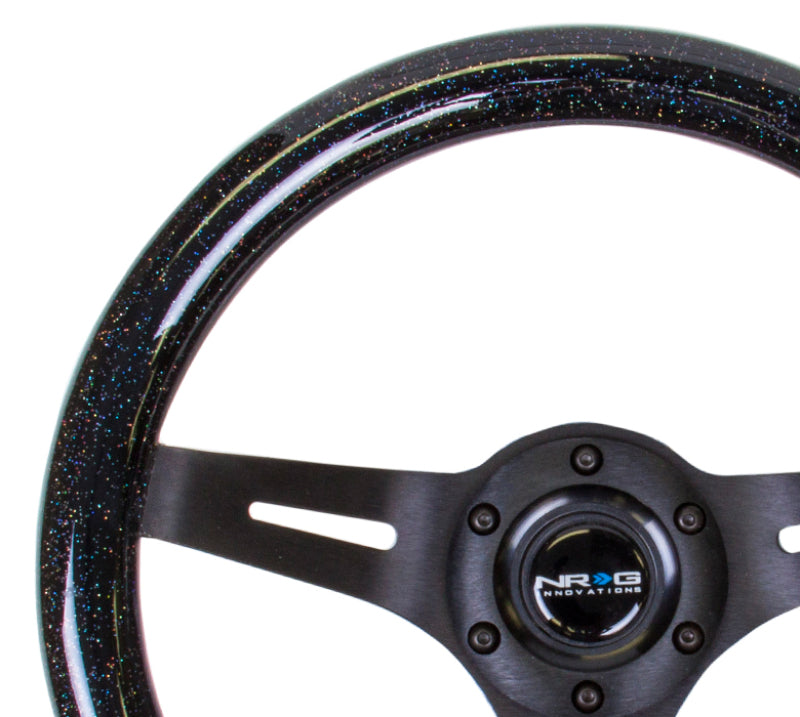 NRG ST-310BSB-BK Classic Wood Grain Steering Wheel (310mm) Black Sparkle w/Blk 3-Spoke Center