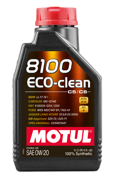 Motul 108813 1L Synthetic Engine Oil 8100 Eco-Clean 0W20