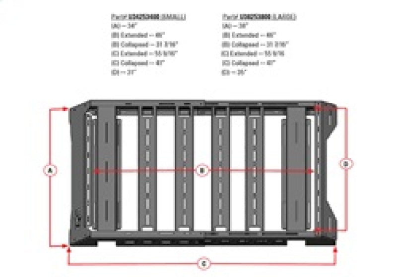 N-Fab U34253400 Universal Roof Rack (Small 34.25 - 34 Width) - Tex. Black
