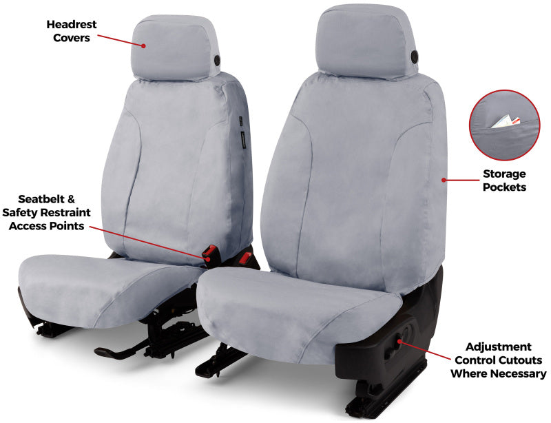 Covercraft SS2474PCGY 14-21 Toyota Tundra Polycotton SeatSaver Custom Front Row Seat Covers - Grey