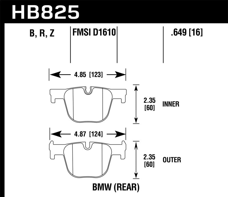 Hawk Performance HB825B.649 Hawk 13-15 BMW 335i/335i xDrive / 14-16 BMW 435i/435i xDrive HPS 5.0 Rear Brake Pads