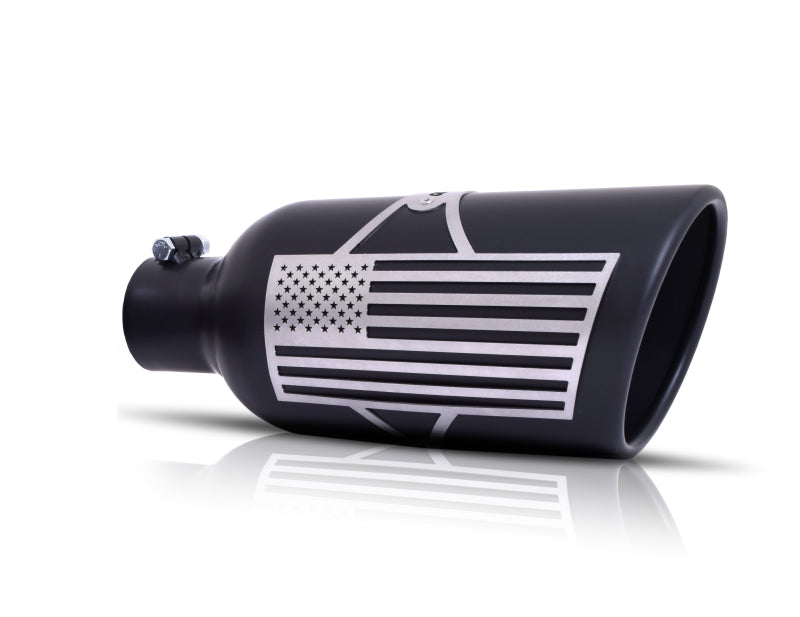 Gibson 71-1013 Patriot Series Rolled Edge Slash-Cut Tip - 5in OD/2.5-2.75in Inlet/12in Length - Blk Ceramic