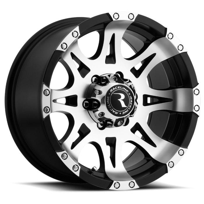 Raceline 982-68081 982 Raptor 16x8in / 8x170 BP / 0mm Offset / 130.81mm Bore - Black & Machined Wheel