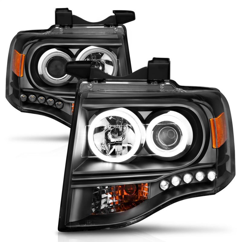 ANZO 111113 2007-2014 Ford Expedition Projector Headlights w/ Halo Black
