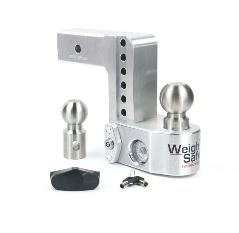 Weigh Safe WS6-2.5 6in Drop Hitch w/Built-in Scale & 2.5in Shank (10K/18.5K GTWR) - Aluminum