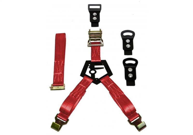 N-Fab BM1TSRD Bed Mounted Rapid Tire Strap Universal - Gloss Black - Red Strap