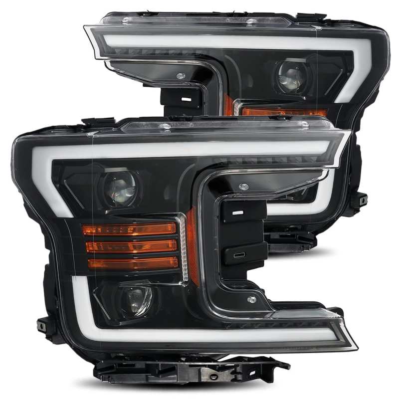 AlphaRex 880188 18-19 Ford F-150 PRO-Series Proj Headlights Plank Style Gloss Blk w/Activ Light/Seq Signal