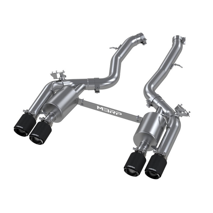 MBRP S45023CF 18-22 BMW M2 Competition 3.0L T304 SS 3in Resonator-Back Exhaust Quad Rear w/ Carbon Fiber Tips