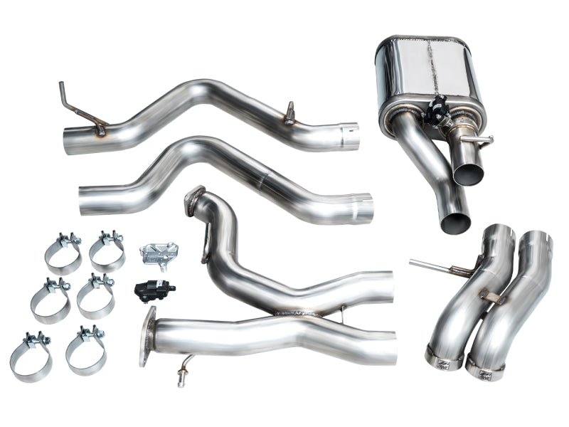AWE Tuning 3025-31327 22-24 Ford Bronco Raptor 4WD Dual BashGuards Cat-Back SwitchPath Exhaust (No Tips)