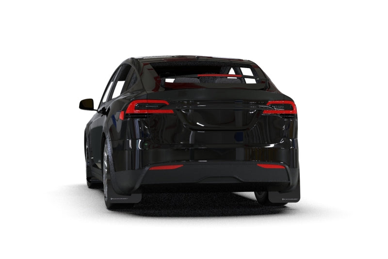 Rally Armor MF102-UR-BLK/MBK 22-26 Tesla Model X Black UR Mud Flap - Metallic Black Logo