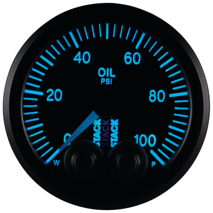 AutoMeter ST3502 Autometer Stack Instruments Pro Control 52mm 0-100 PSI Oil Pressure Gauge - Black (1/8in NPTF Male)