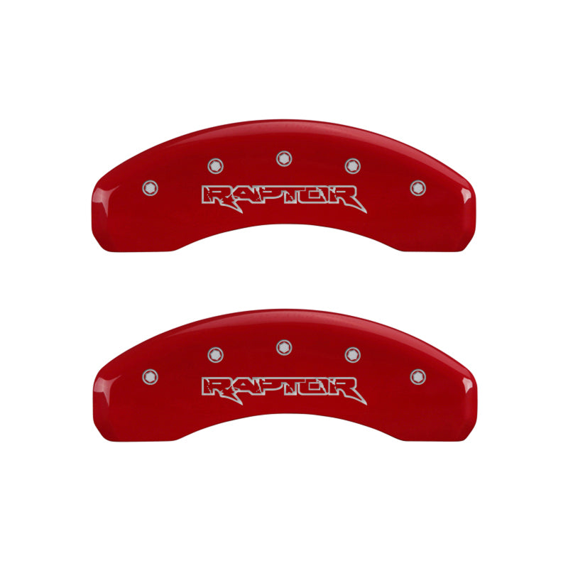 MGP 10213SRPTRD 4 Caliper Covers Engraved Front & Rear Raptor Red finish silver ch