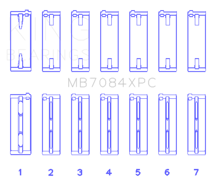 King Engine Bearings MB7084XPC Toyota 2JZGE/2JZGTE 24V 3.0L pMaxKote Performance Main Bearing Set - Size STD
