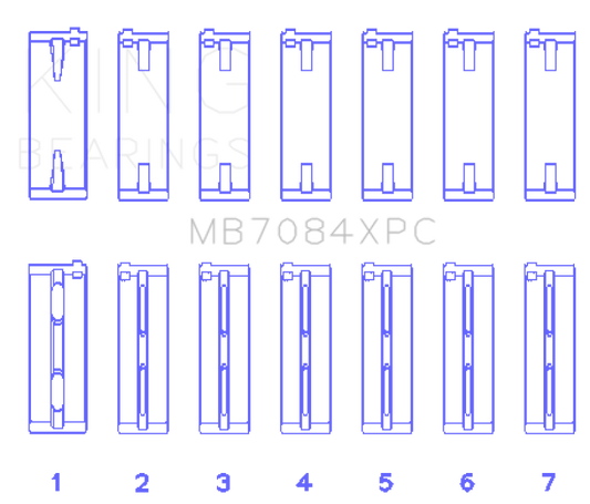King Engine Bearings MB7084XPC.026 Toyota 2JZGE/2JZGTE 24V 3.0L (Size .026) pMaxKote Performance Main Bearing Set