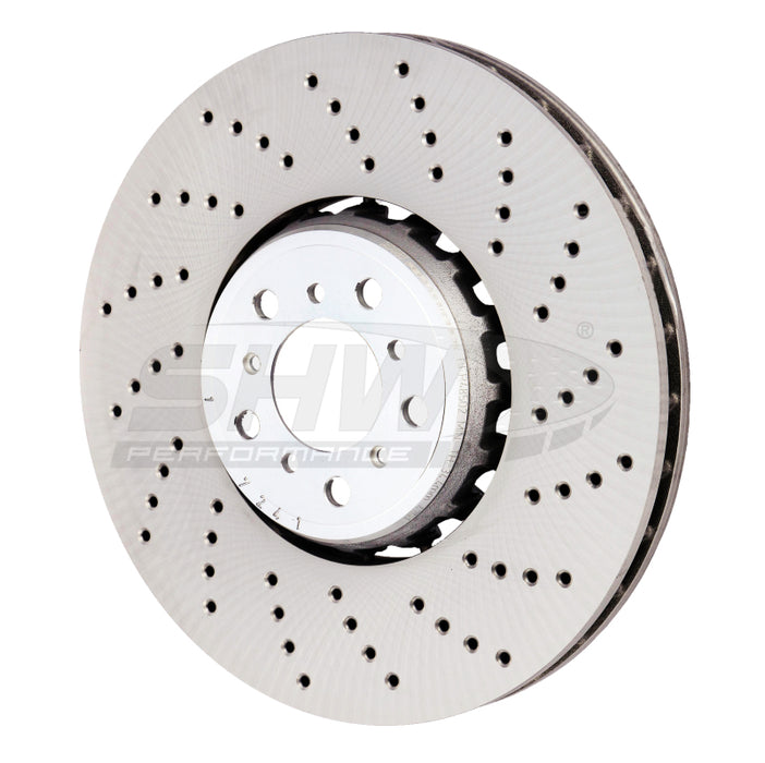 SHW Performance BFR48502 SHW 15-18 BMW X5 M 4.4L Right Front Cross-Drilled Lightweight Brake Rotor (34112284902)