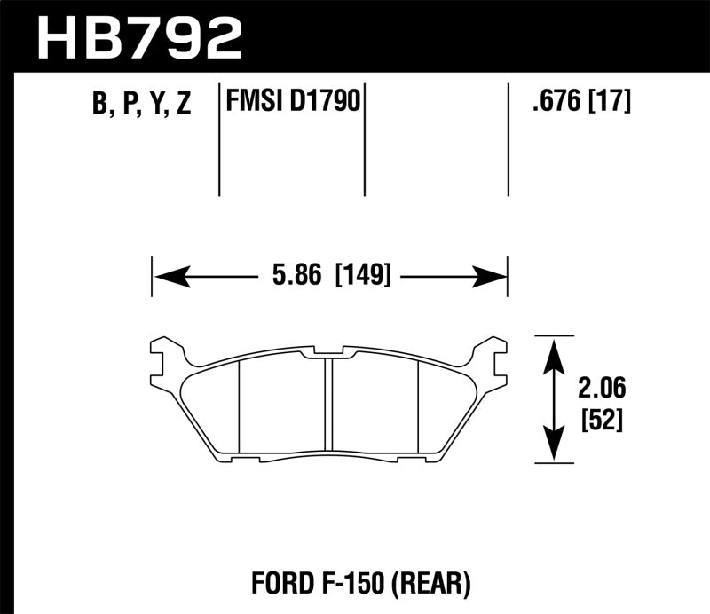 Hawk Performance HB792Y.676 Hawk 15 Ford F-150 LTS Street Rear Brake Pads