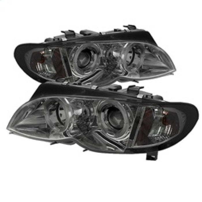 SPYDER 5042422 Spyder BMW E46 3-Series 02-05 4DR Projector Headlights 1PC LED Halo Smke PRO-YD-BMWE4602-4D-AM-SM
