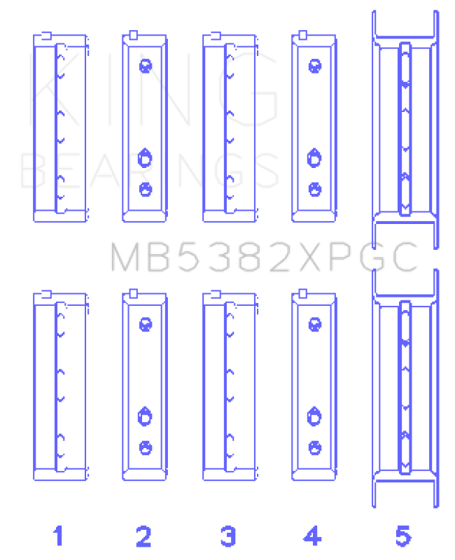 King Engine Bearings MB5382XPGC Subaru EJ20/EJ22/ EJ25 (Including Turbo) Coated Crankshaft Main Bearing Set