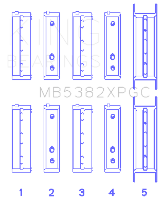 King Engine Bearings MB5382XPGC Subaru EJ20/EJ22/ EJ25 (Including Turbo) Coated Crankshaft Main Bearing Set