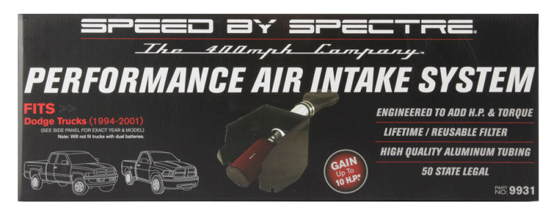 Spectre 9931 94-01 Dodge RAM 1500/2500 V8-5.2/5.9L F/I Air Intake Kit - Polished w/Red Filter