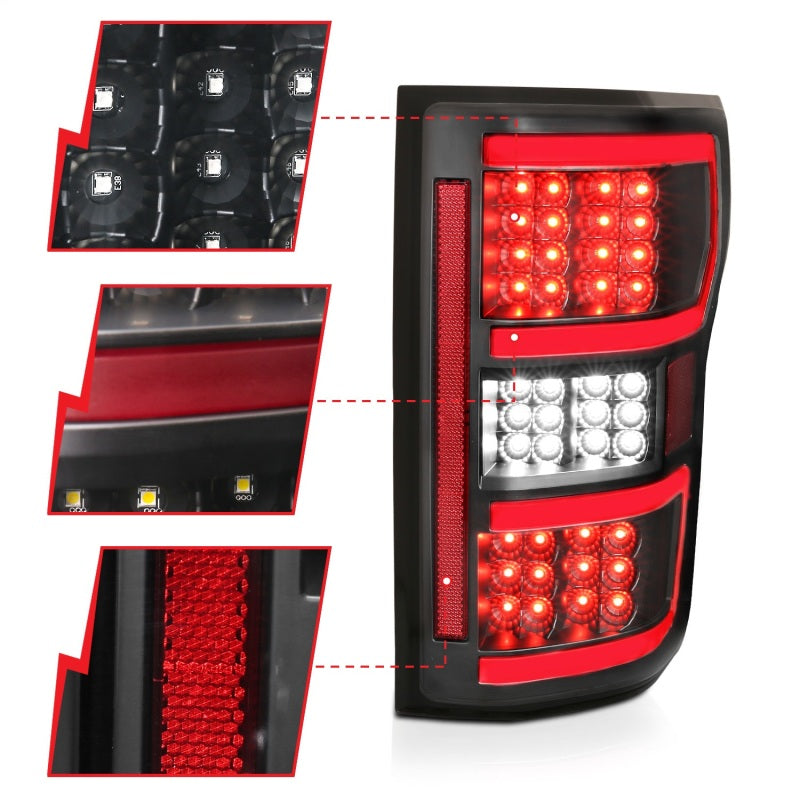ANZO 321338 18-19 Ford F-150 LED Taillights Black