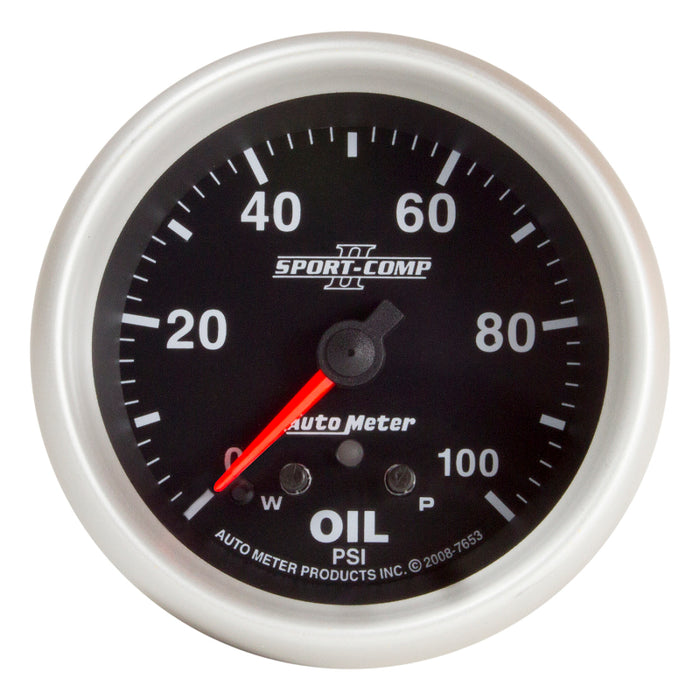 AutoMeter 7653 Gauge Oil Press 2-5/8in. 100PSI Stepper Motor W/ Peak & Warn Sport-Comp II