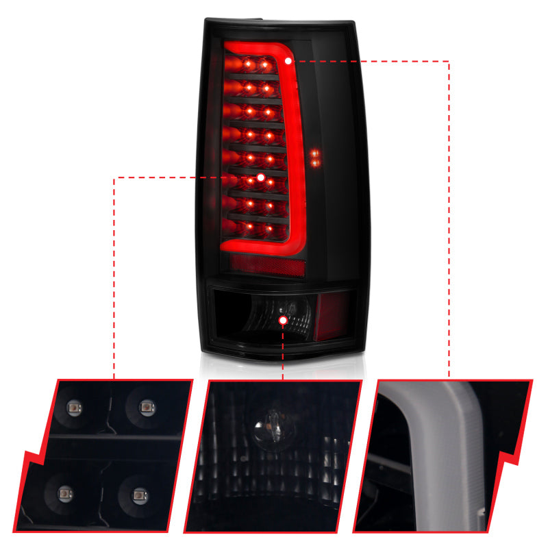 ANZO 311322 2007-2014 Chevy Tahoe LED Taillight Plank Style Black w/Smoke Lens