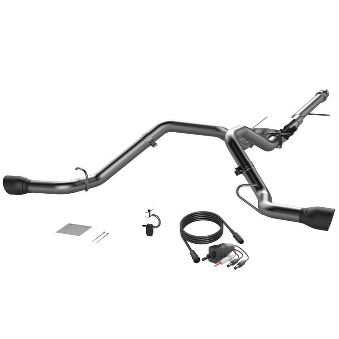 QTP 410015B 2014-2018 Silverado/Sierra Screamer Split Rear Exit Cat Back Black Tips