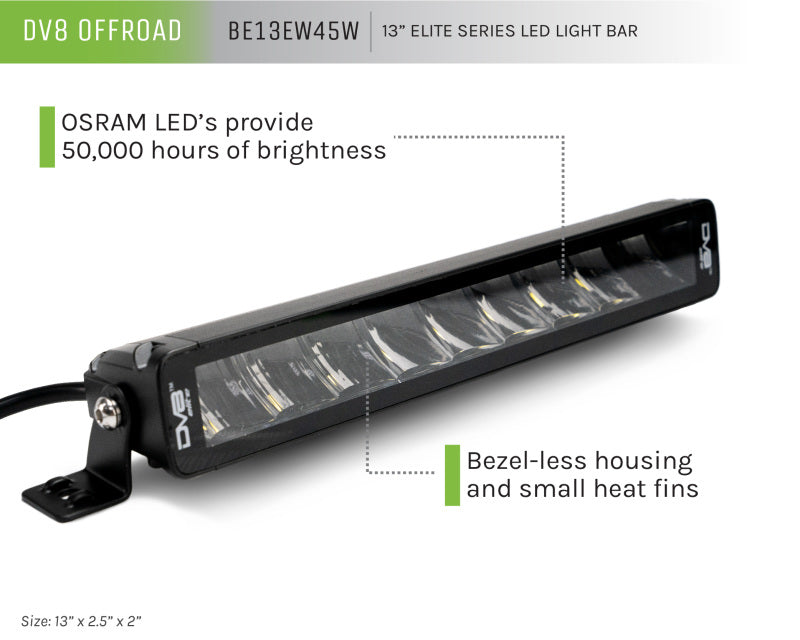 DV8 Offroad BE13EW45W Elite Series 13in Light Bar 45W Flood/Spot LED