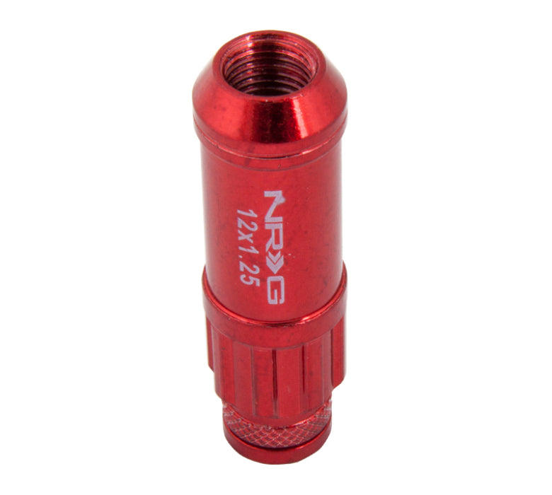 NRG LN-LS710RD-21 700 Series M12 X 1.25 Steel Lug Nut w/Dust Cap Cover Set 21 Pc w/Locks & Lock Socket - Red