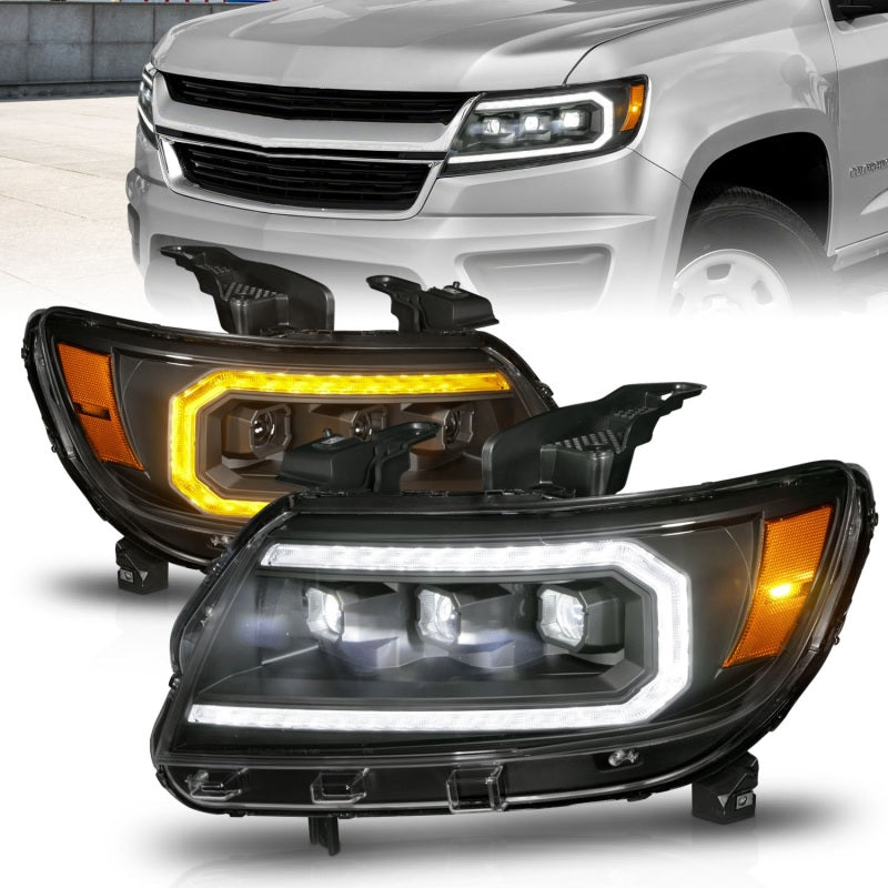 ANZO 111615 15-22 Chevrolet Colorado Full LED Projector Headlights w/ Initiation & Sequential - Black