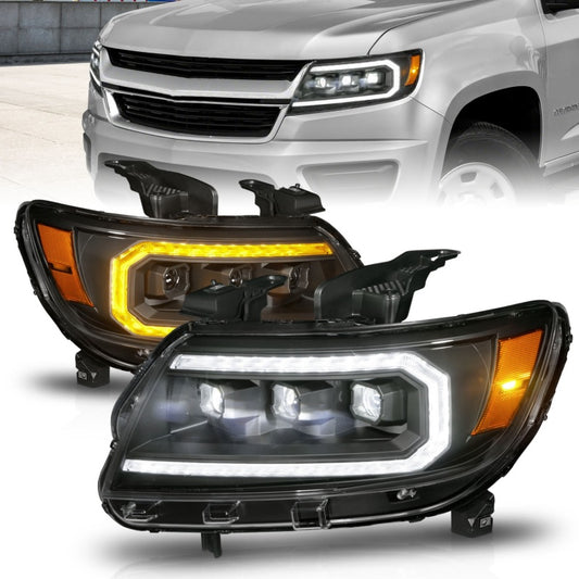 ANZO 111615 15-22 Chevrolet Colorado Full LED Projector Headlights w/ Initiation & Sequential - Black