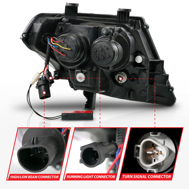 ANZO 111597 09-20 Nissan Frontier Black Projector Plank Style DRL w/ Switchback & Sequential LED DRL