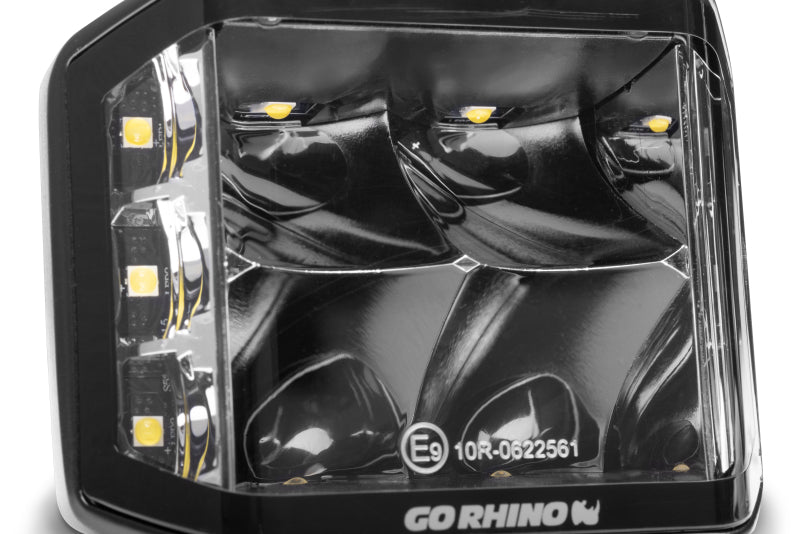 Go Rhino 750700321SCS Xplor Blackout Series Cube LED Sideline Spot Light Kit (Surface Mount) 4x3 - Blk (Pair)