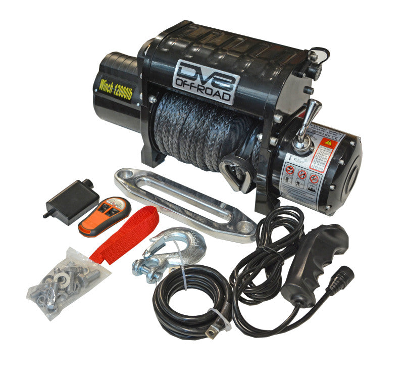 DV8 Offroad WB12SR 12000 LB Winch w/ Synthetic Line & Wireless Remote - Black