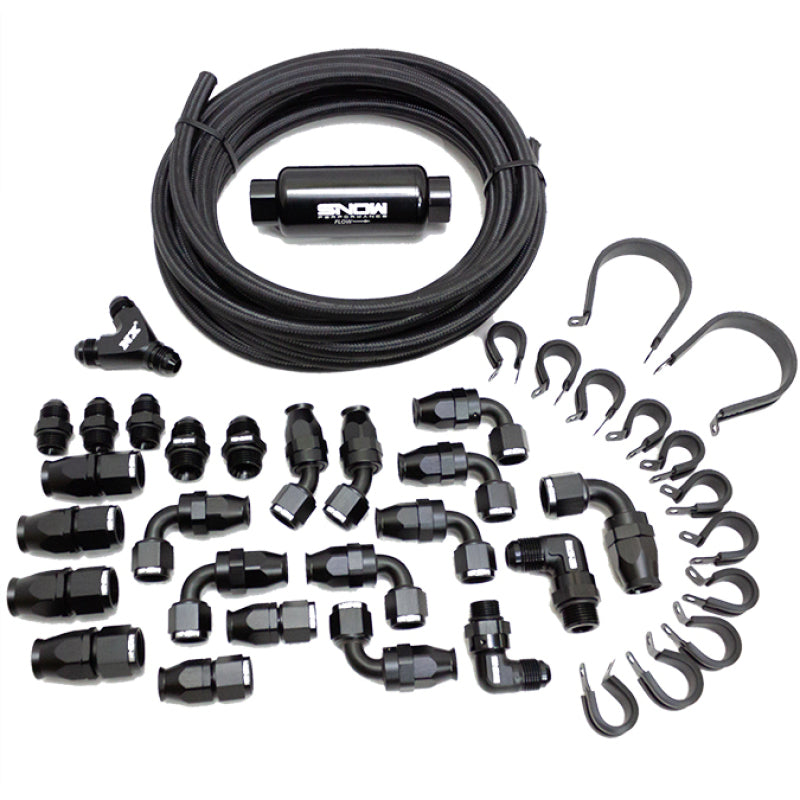 Snow Performance SNF-60801B 8AN Braided Stainless Fuel Line Kit - Black Line