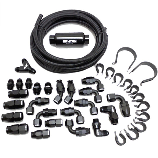 Snow Performance SNF-60801B 8AN Braided Stainless Fuel Line Kit - Black Line